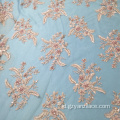 Oranye Berat Pekerjaan Tangan Beaded Embroidery Lace Fabric